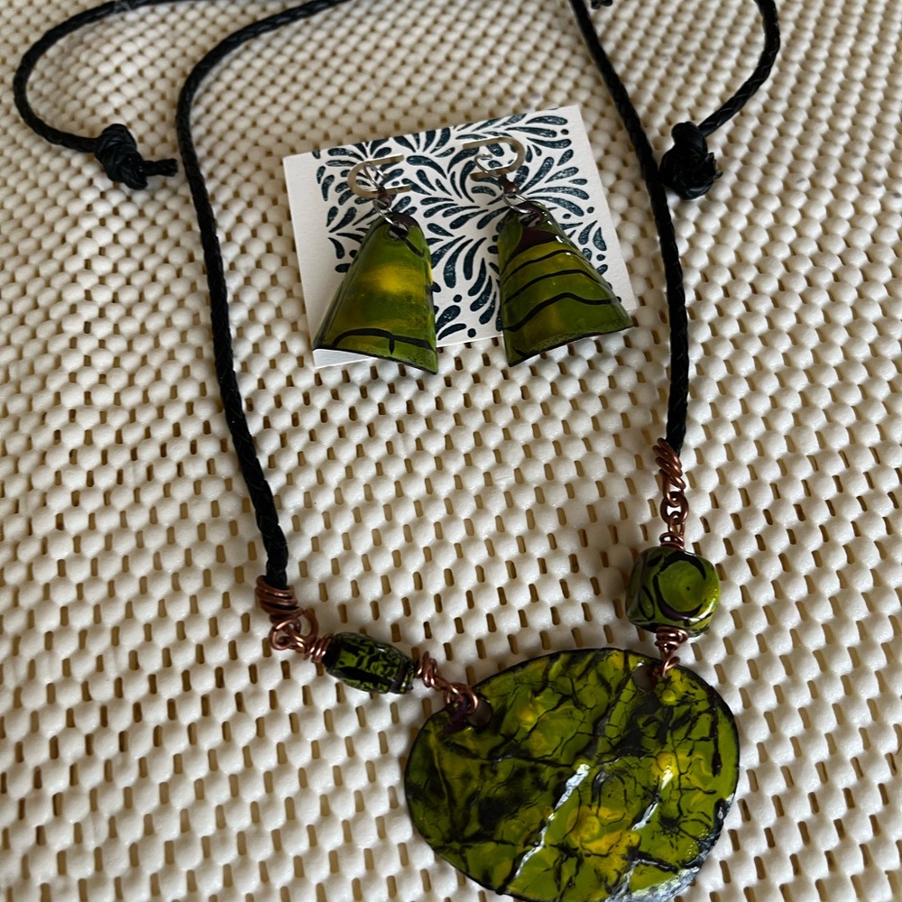 Matching necklace and pierced earrings